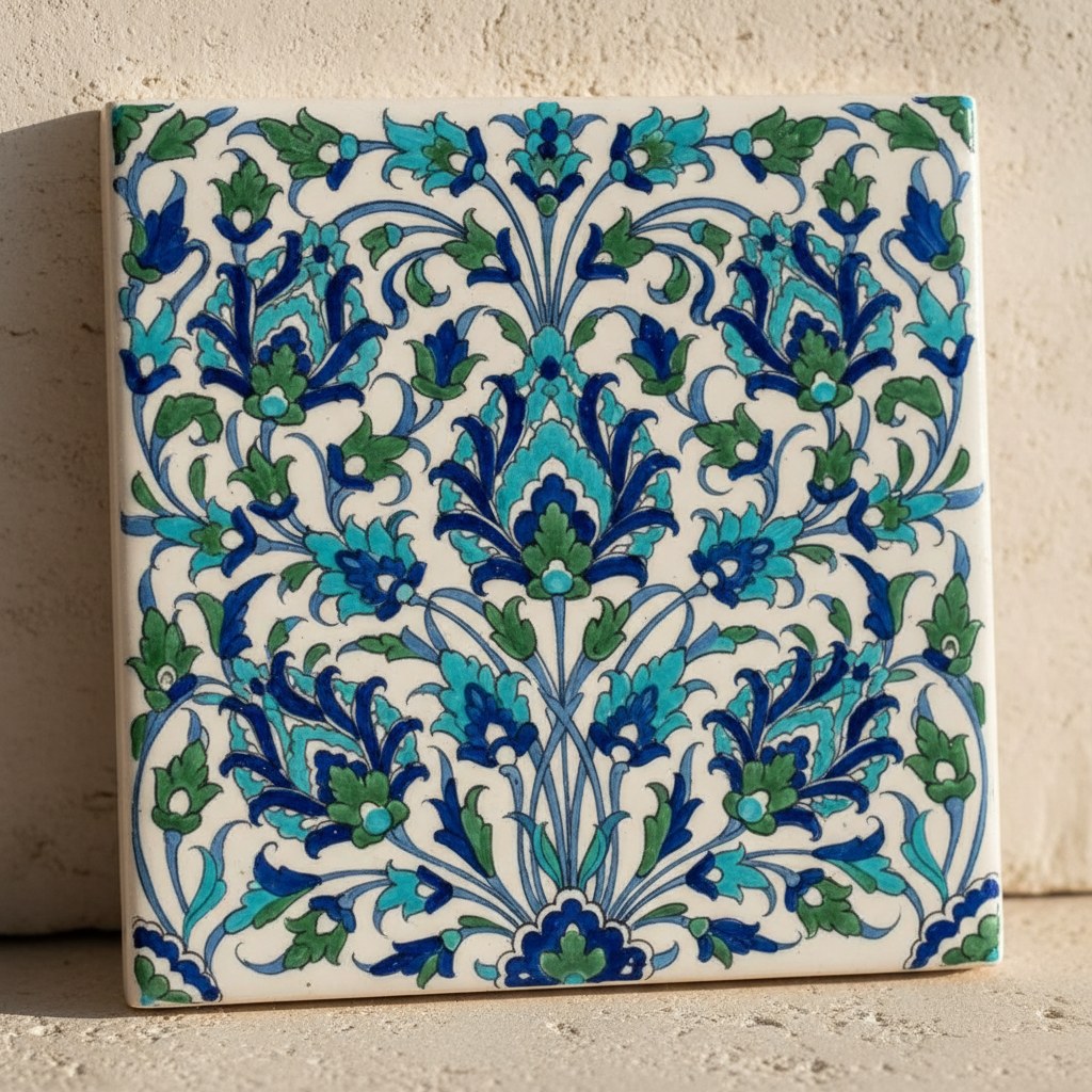 Hatâi bahçesi motifi, çok renkli stilize çiçekler
